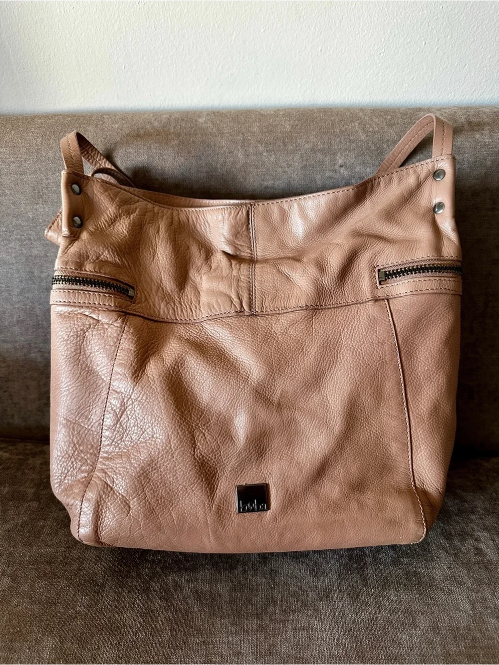 KOOBA Y2K Lambskin Leather Slouchy Boho Chic Shoulder Tote Bag Tan Brown RARE